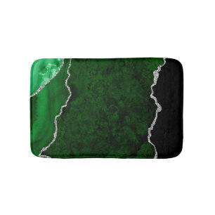 Glamour Forest Green Marmor Chic Silver Glitzer Badematte