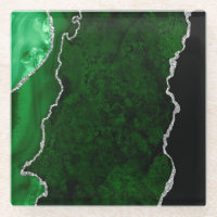 Glamour Forest Green Marmor Chic Silver Glitzer