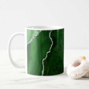 Glamour Forest Green Marmor Chic Silver Glitzer Kaffeetasse