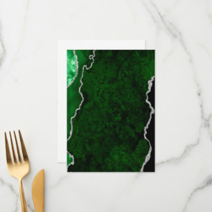 Glamour Forest Green Marmor Chic Silver Glitzer Menükarte