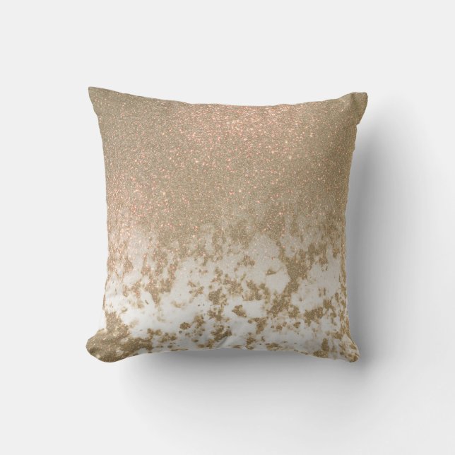 Glamour Funkelnd Gold Glitzer Marble Ombre Kissen (Vorderseite)