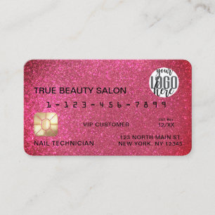 Glamour Funkelnd Pink Glitzer Kreditkarte Logo Visitenkarte