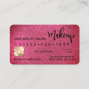 Glamour Funkelnd Pink Glitzer Kreditkarte Makeup Visitenkarte