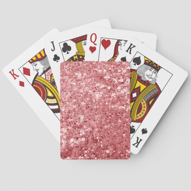 Glamour Funkelnd Pink Glitzer Spielkarten (Rückseite)
