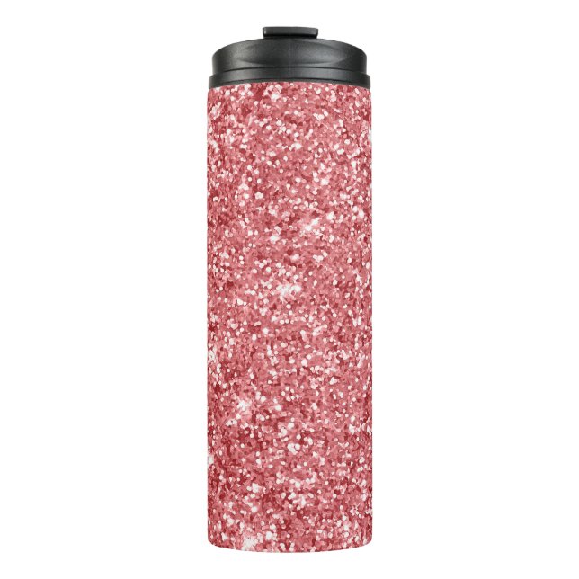 Glamour Funkelnd Pink Glitzer Thermosbecher (Vorderseite)
