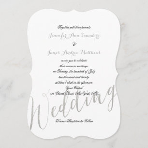 Glamour für Silberfolie  Elegante Hochzeitseinladu Einladung