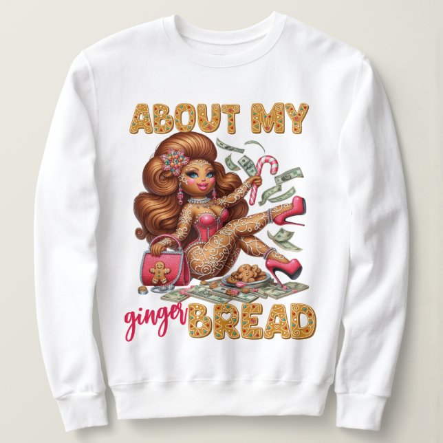Glamour Gingerbrot Girl Pink Weihnachten Sweatshirt (Design vorne)