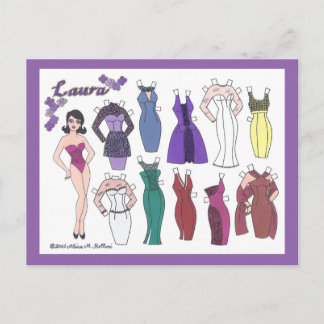 Glamour Girl Laura Paper Doll Postcard Postkarte