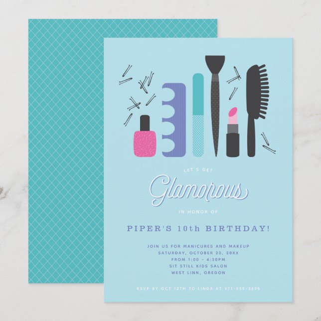 Glamour Girls Geburtstagsparty Einladung (Vorne/Hinten)
