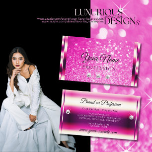 Glamour Girly Pink Glitzer Luminous Stars Juwelen Visitenkarte