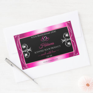 Glamour Girly Pink Produktmarken Diamonds Black Rechteckiger Aufkleber