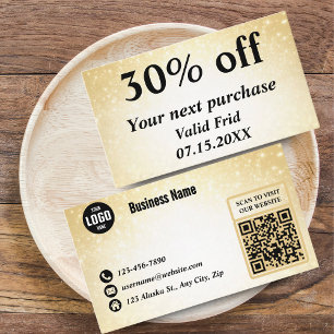 Glamour Glitzer Gold QR Code Treueabatt Rabattkarte