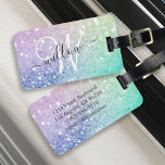 Glamour Glitzer Holograph Hübsch Personalisiert Gepäckanhänger<br><div class="desc">Dieses farbenfrohe,  bunt gestylte Glitzer-Muster lässt sich einfach mit Ihrem individuelle Name und/oder Monogramm personalisieren.</div>