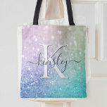 Glamour Glitzer Holograph Hübsch Personalisiert Tasche<br><div class="desc">Dieses farbenfrohe,  bunt gestylte Glitzer-Muster lässt sich einfach mit Ihrem individuelle Name und/oder Monogramm personalisieren.</div>