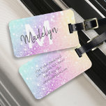 Glamour Glitzer Holograph Mit Monogramm Hübsch Gepäckanhänger<br><div class="desc">Dieses farbenfrohe Glitzer-Muster aus beigefarbenen Imitaten lässt sich einfach mit Ihrem individuelle Name und/oder Monogramm personalisieren.</div>