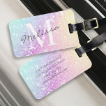 Glamour Glitzer Holograph Mit Monogramm Hübsch Gepäckanhänger<br><div class="desc">Dieses farbenfrohe,  bunt gestylte Glitzer-Muster lässt sich einfach mit Ihrem individuelle Name und/oder Monogramm personalisieren.</div>