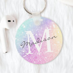 Glamour Glitzer Holograph Mit Monogramm Hübsch Schlüsselanhänger<br><div class="desc">Dieses farbenfrohe,  bunt gestylte Glitzer-Muster lässt sich einfach mit Ihrem individuelle Name und/oder Monogramm personalisieren.</div>