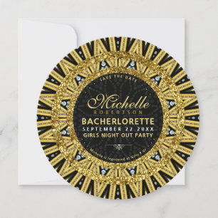 Glamour Gold and Black Girls Night Out Party Einladung
