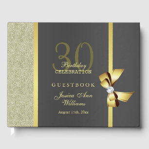 Glamour Gold & Black Birthday Party Gästebuch