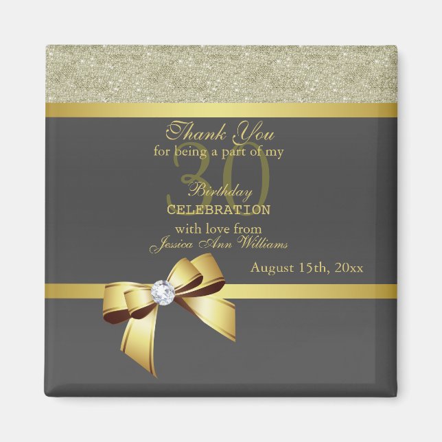 Glamour Gold & Black Birthday Party Magnet (Vorne)