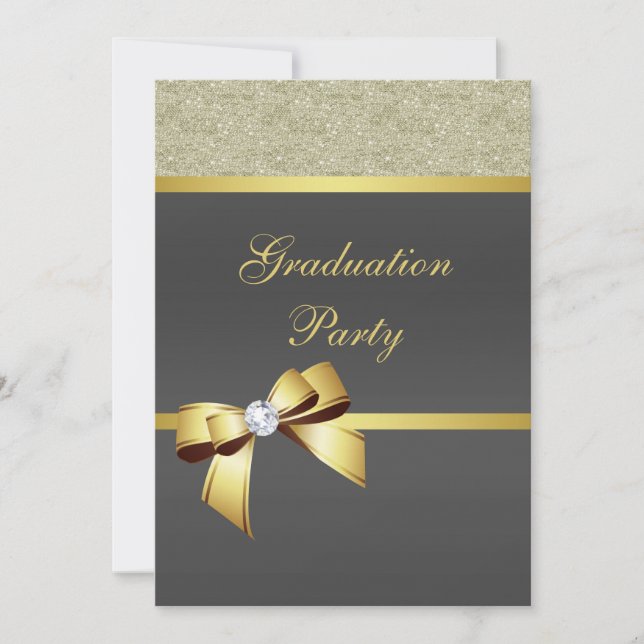 Glamour Gold & Black Graduation Party Einladung (Vorderseite)
