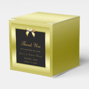 Glamour Gold Bow & Black Wedding Geschenkschachtel