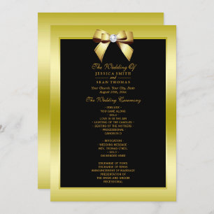 Glamour Gold Bow & Black Wedding Programm