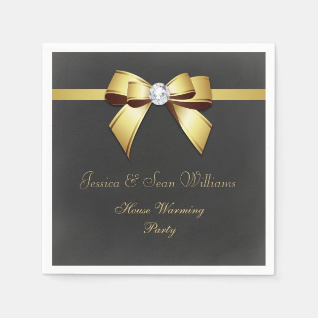 Glamour Gold Bow & Ribbon House Erwärmung Serviette (Vorderseite)