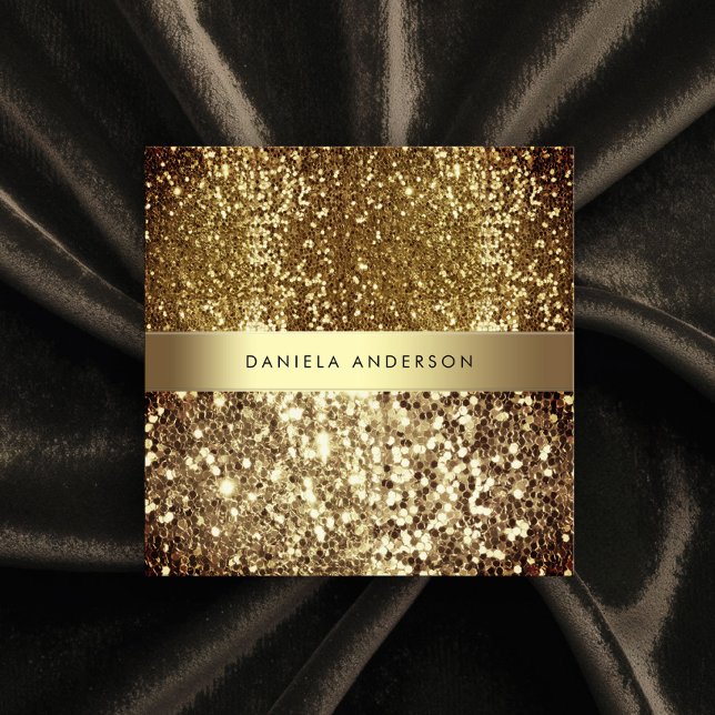 Glamour Gold Bronze Glitzer Luxus Quadratische Visitenkarte (Von Creator hochgeladen)