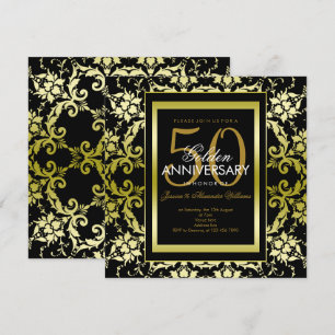 Glamour Gold Damask 50. Hochzeitstag Einladung