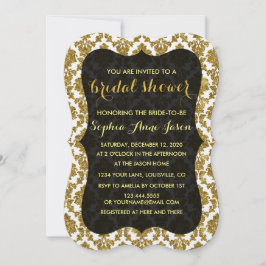 Glamour Gold Damask Bridal Dusche Einladung