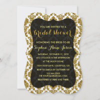 Glamour Gold Damask Bridal Dusche Einladung