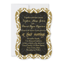 Glamour Gold Damask Gold Foil Einladung