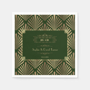 Glamour Gold Dark Green Art Deco 1920er Hochzeit I Serviette