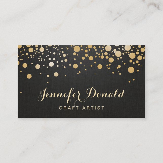 Glamour Gold Dots Dekoration - Stilvolle dunkle Li Visitenkarte (Vorderseite)