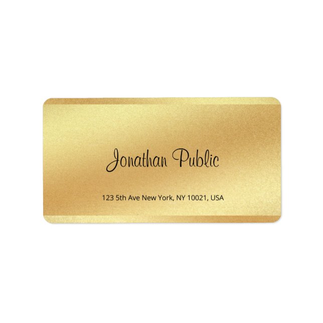 Glamour Gold Einfache Moderne Elegante Handschrift Adressaufkleber (Vorne)