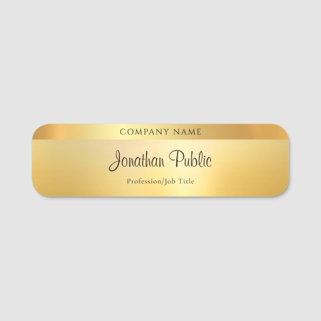 Glamour Gold Elegante Handschrift Name Template Namensschild (Vorderseite)