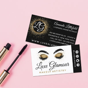Glamour Gold Eye Lashes Brows Beauty Bar Social Visitenkarte