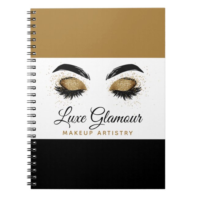 Glamour Gold Eye Lashes Makeup Artist Beauty Bar Notizblock (Vorderseite)