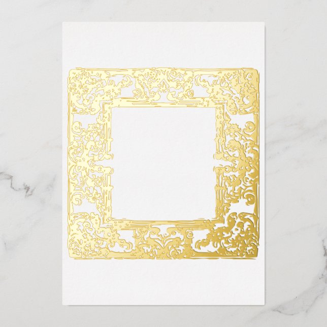 Glamour Gold Foil Barock Rahmen Blank Folieneinladung (Vorderseite)