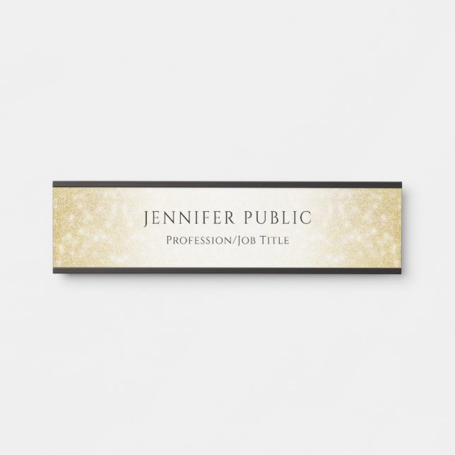 Glamour Gold Glitzer Elegante Moderne Vorlage Türschild (Vorderseite )
