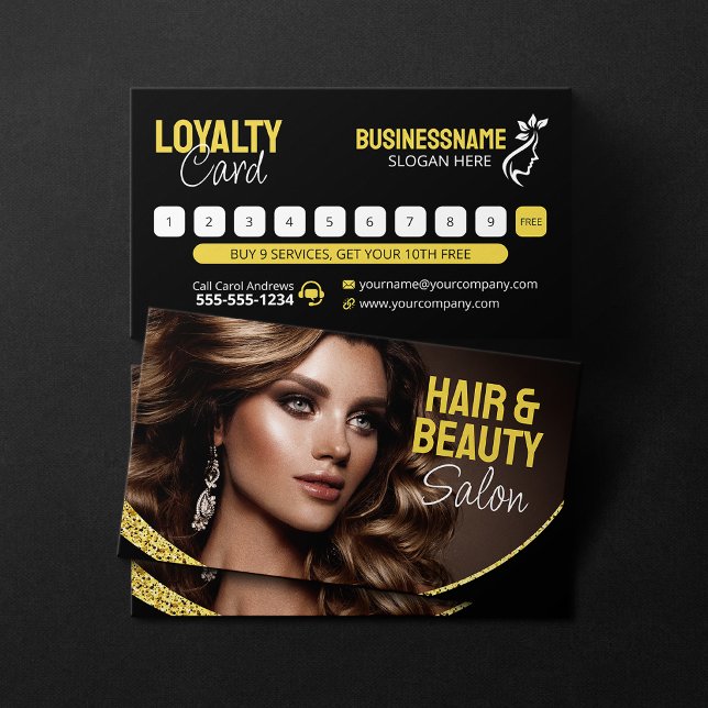 Glamour Gold Glitzer Haar Stylist Beauty Salon Treuekarte (Von Creator hochgeladen)