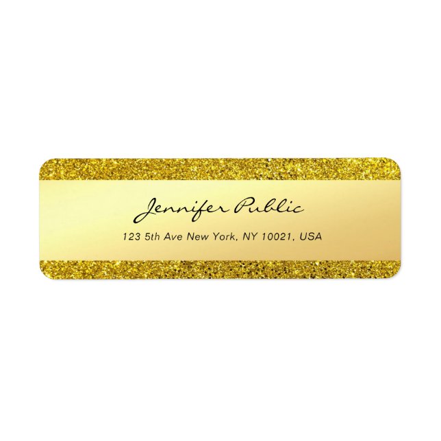 Glamour Gold Glitzer Handgeschriebener Skriptname  (Vorne)