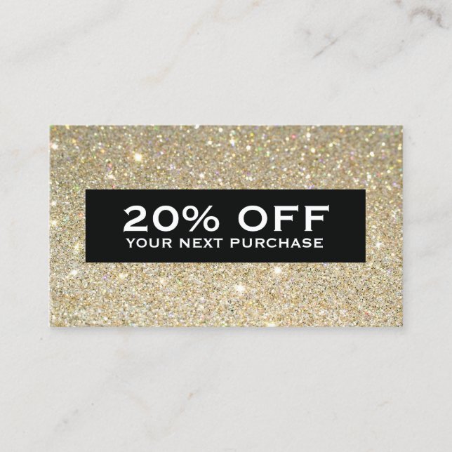 Glamour Gold Glitzer Modern Beauty Coupon Card (Vorderseite)