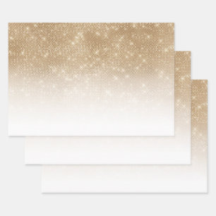 Glamour Gold Glitzer Sequin Ombre Gradient Geschenkpapier Set
