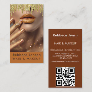 Glamour Gold Glitzer Tropfen Gold Glam Lips QR Cod Visitenkarte