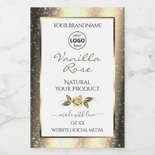 Glamour Gold Glitzer White Product Labels Logo Lebensmitteletikett
