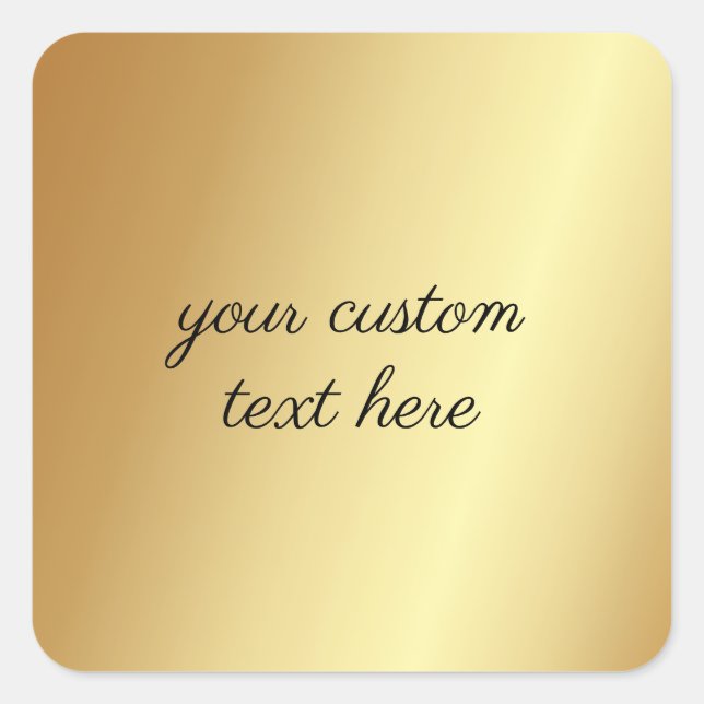 Glamour Gold Ihren benutzerdefinierten Text hier V Quadratischer Aufkleber (Vorderseite)