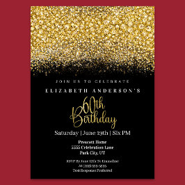 Glamour Gold Jeweled Glitter 60th Birthday Einladung