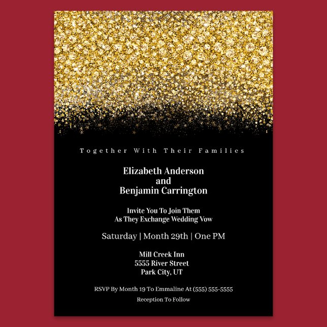 Glamour Gold Jeweled Glitter Wedding Einladung (Von Creator hochgeladen)